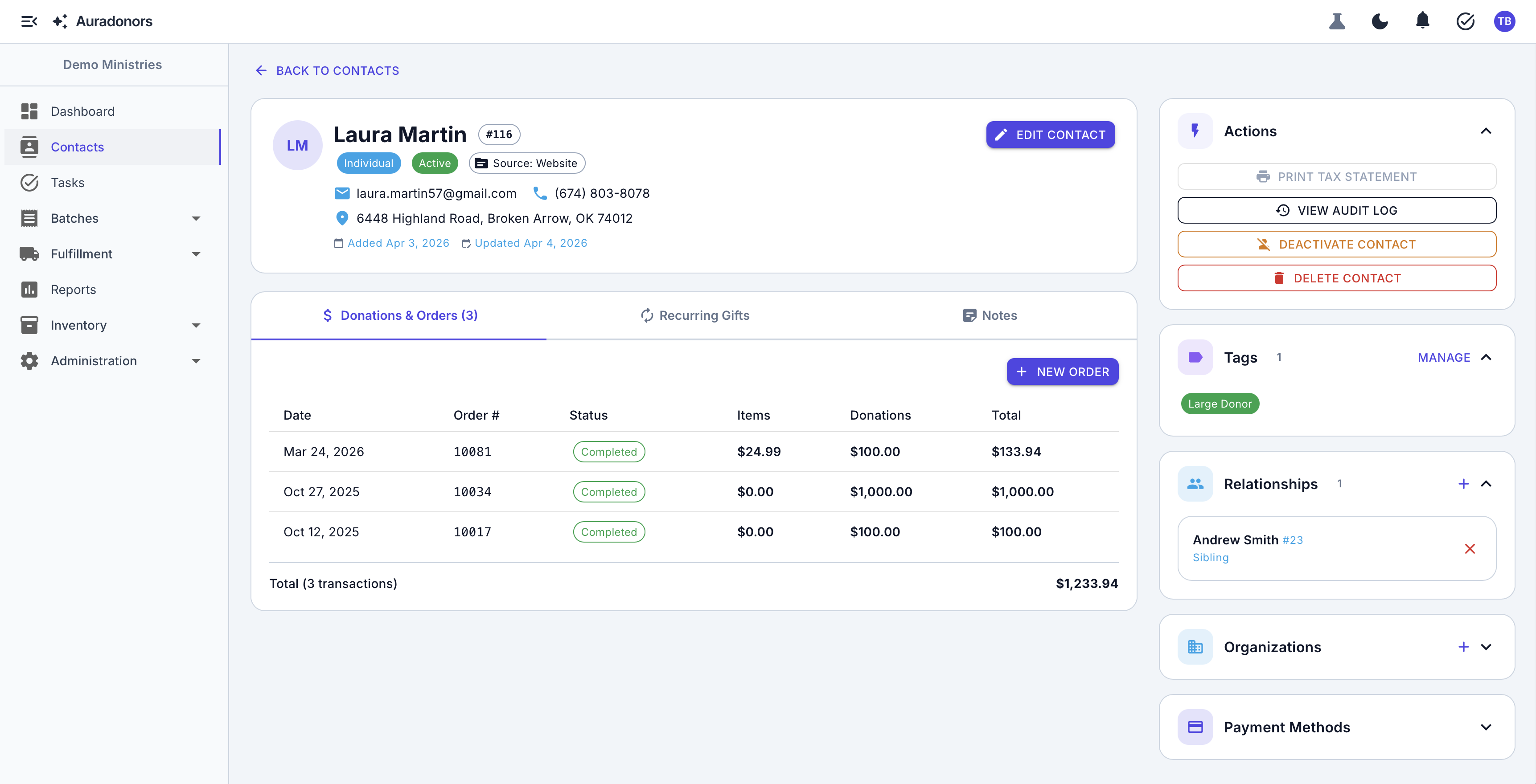 Donor Visibility screenshot