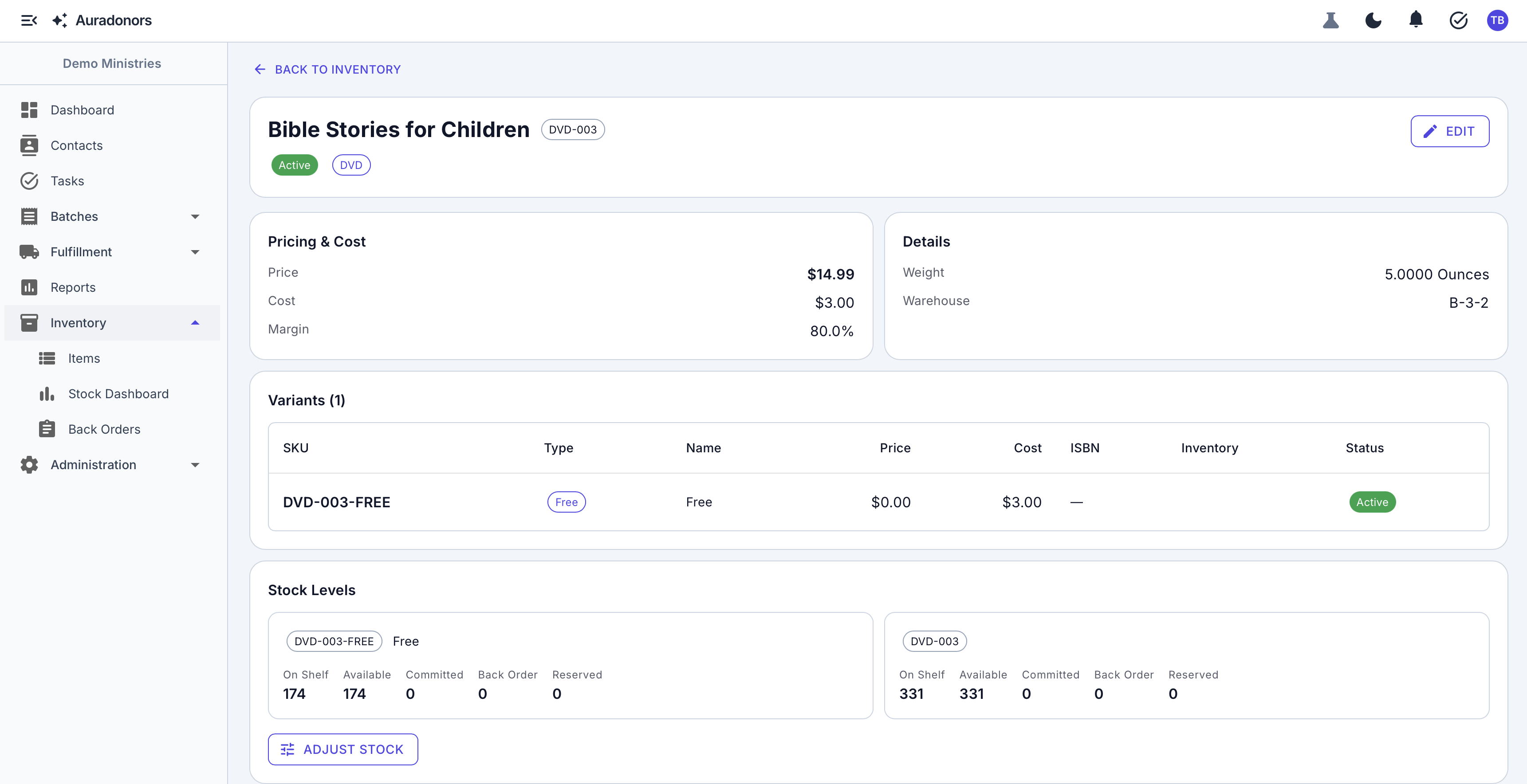 Inventory & Fulfillment screenshot