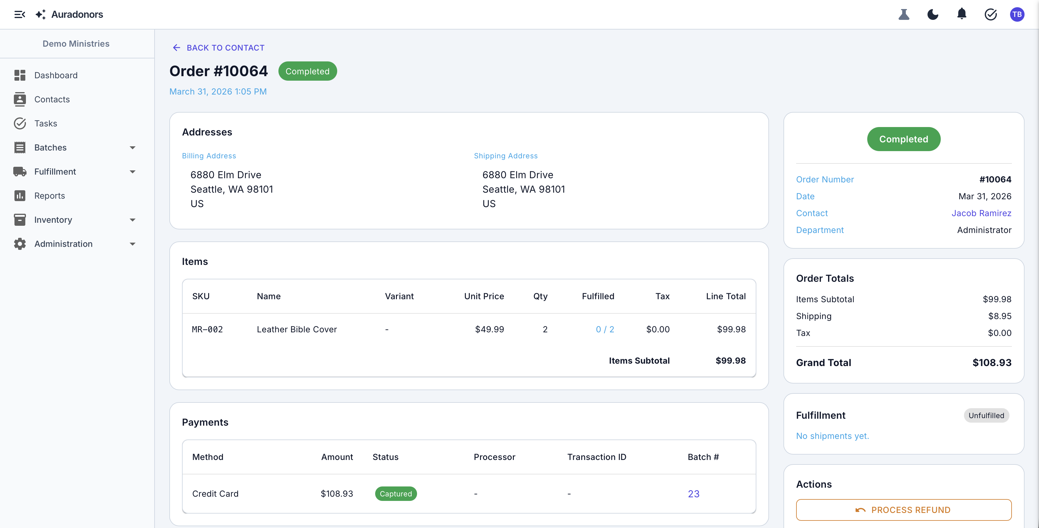 Revenue Processing screenshot